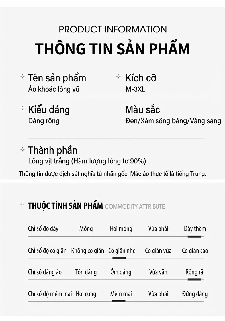 Áo Phao Nam Nữ 90% Lông Nhung Áo Khoác Parka Dáng Rộng Mũ Trùm Đầu Dày Dặn Màu Vàng, Trắng, Đen chi tiết 6