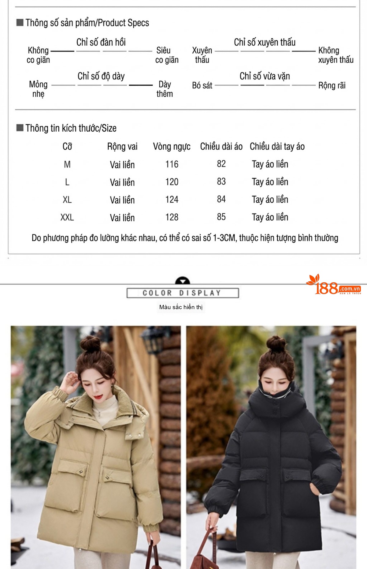Áo Phao Nữ Dáng Dài Vừa Hàn Quốc Dáng Nhỏ Gọn Dày Dặn Ấm Áp Có Mũ Lông Vịt Trắng Màu Be, Đen chi tiết 9