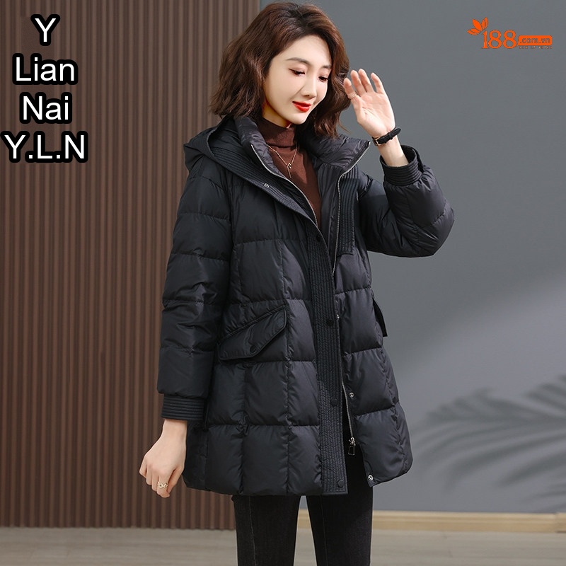 Áo Phao Nữ Dáng Dài Vừa Nhẹ Mỏng Thời Trang Phong Cách Châu Âu Màu Đen