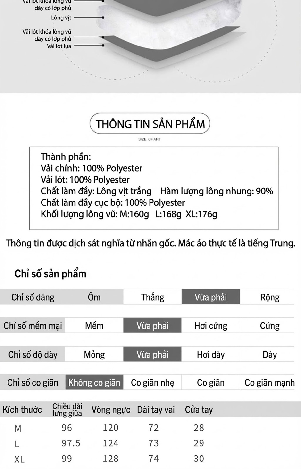 Áo Phao Nữ Dáng Dài Vừa Thiết Kế Thời Trang Chất Liệu Lông Vũ Trắng Màu Xanh Lam, Đen chi tiết 6