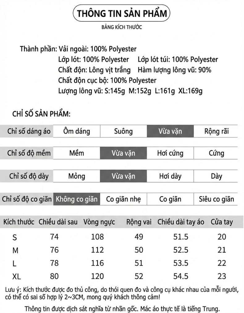 Áo Phao Nữ Dáng Dài Vừa Thu Gọn Eo Lông Vũ Trắng Phong Cách Thời Trang Màu Đen, Be, Nâu chi tiết 7