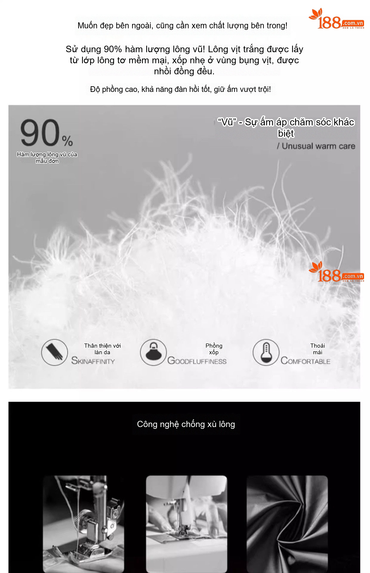 Áo Phao Nữ Dáng Dài Vừa Thu Gọn Eo Lông Vũ Trắng Phong Cách Thời Trang Màu Đen, Be, Nâu chi tiết 5
