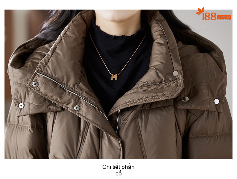 Áo Phao Nữ Dáng Ngắn Có Mũ Trùm Đầu Dày Dặn Phong Cách Thời Trang Màu Nâu, Đen, Trắng... chi tiết 35