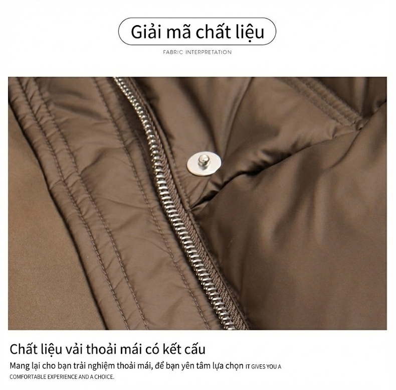 Áo Phao Nữ Dáng Ngắn Có Mũ Trùm Đầu Dày Dặn Phong Cách Thời Trang Màu Nâu, Đen, Trắng... chi tiết 8