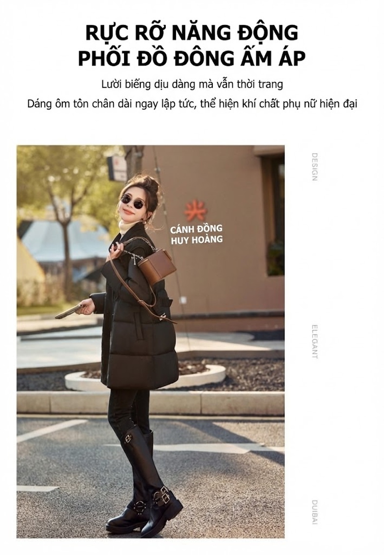 Áo Phao Nữ Lông Vũ Dáng Dài Thời Trang Cao Cấp Màu Đen chi tiết 2