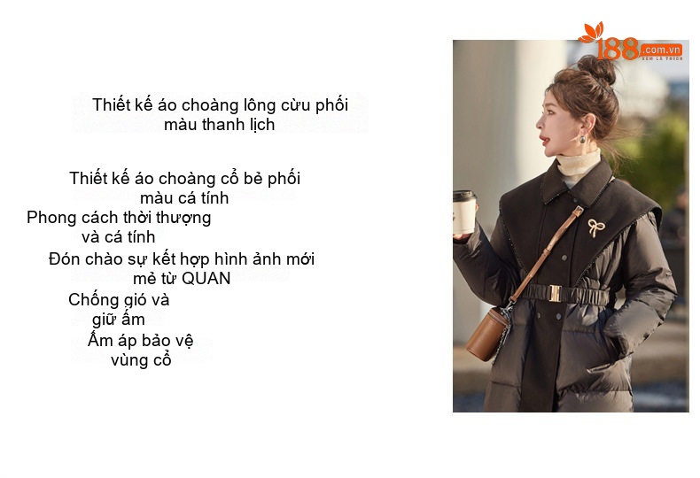 Áo Phao Nữ Lông Vũ Dáng Dài Thời Trang Cao Cấp Màu Đen chi tiết 3
