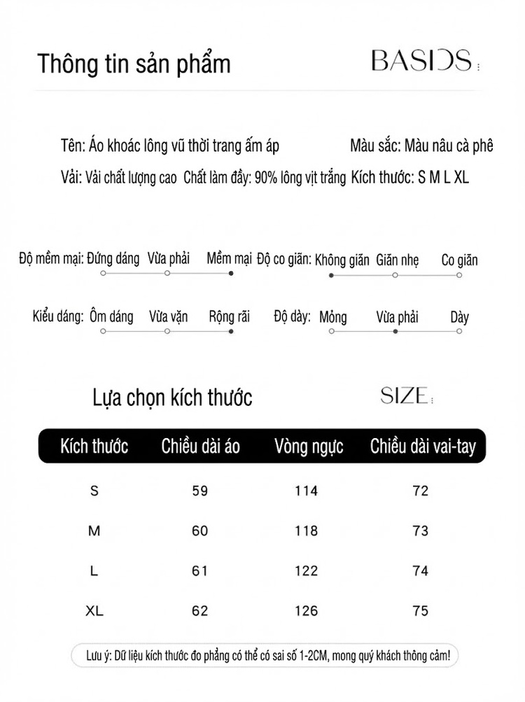 Áo Phao Nữ Lông Vũ Trắng Dáng Ngắn Có Mũ Màu Nâu chi tiết 7