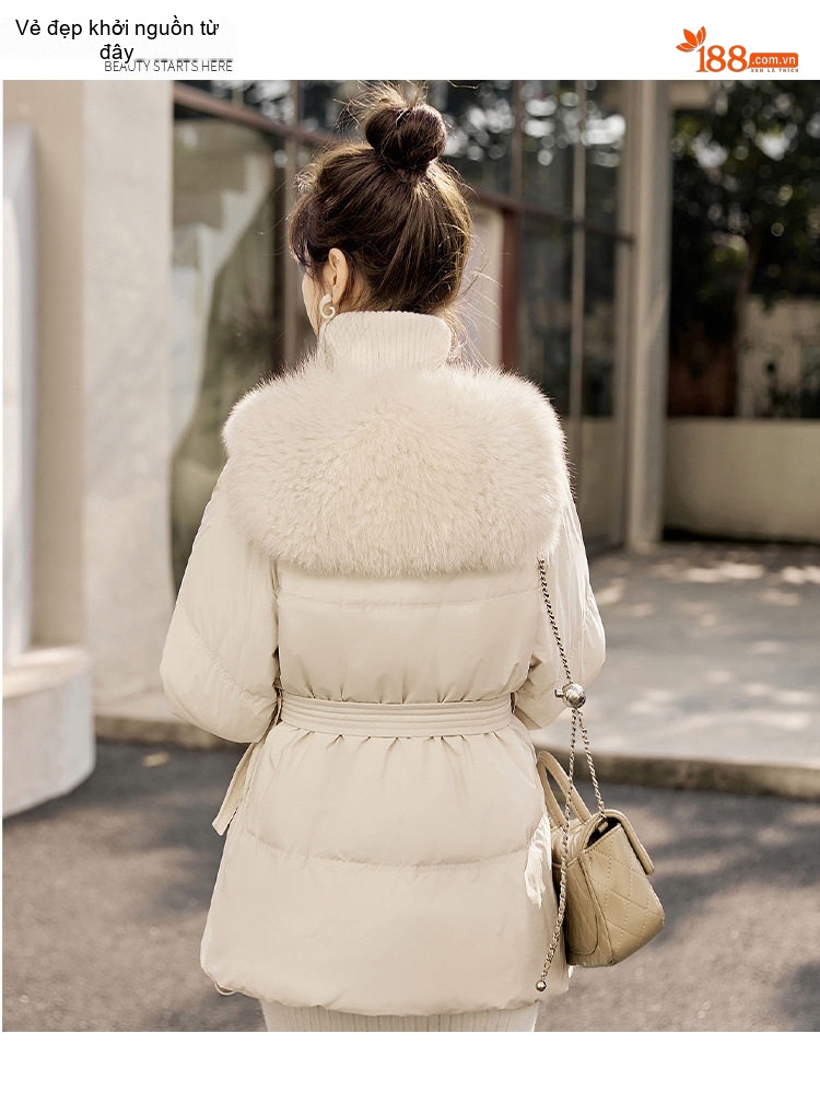 Áo Phao Nữ Ngắn Dáng Nhỏ Gọn Lót Lông Vũ Dày Ấm Phong Cách Hàn Quốc Màu Đen, Trắng, Nâu, Be chi tiết 22