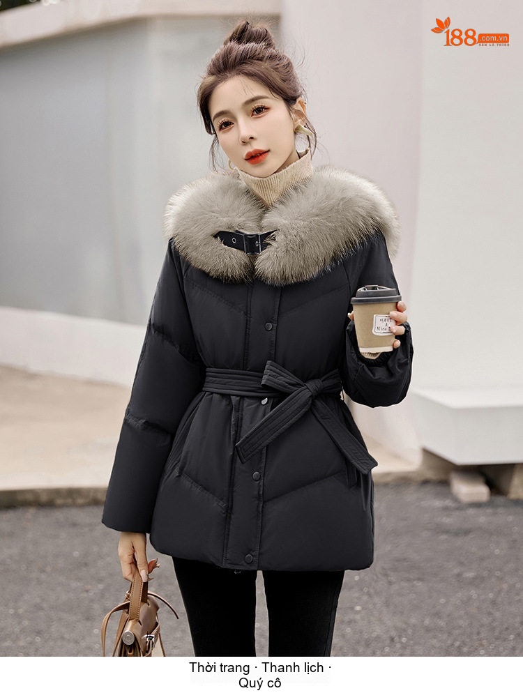 Áo Phao Nữ Ngắn Dáng Nhỏ Gọn Lót Lông Vũ Dày Ấm Phong Cách Hàn Quốc Màu Đen, Trắng, Nâu, Be chi tiết 28