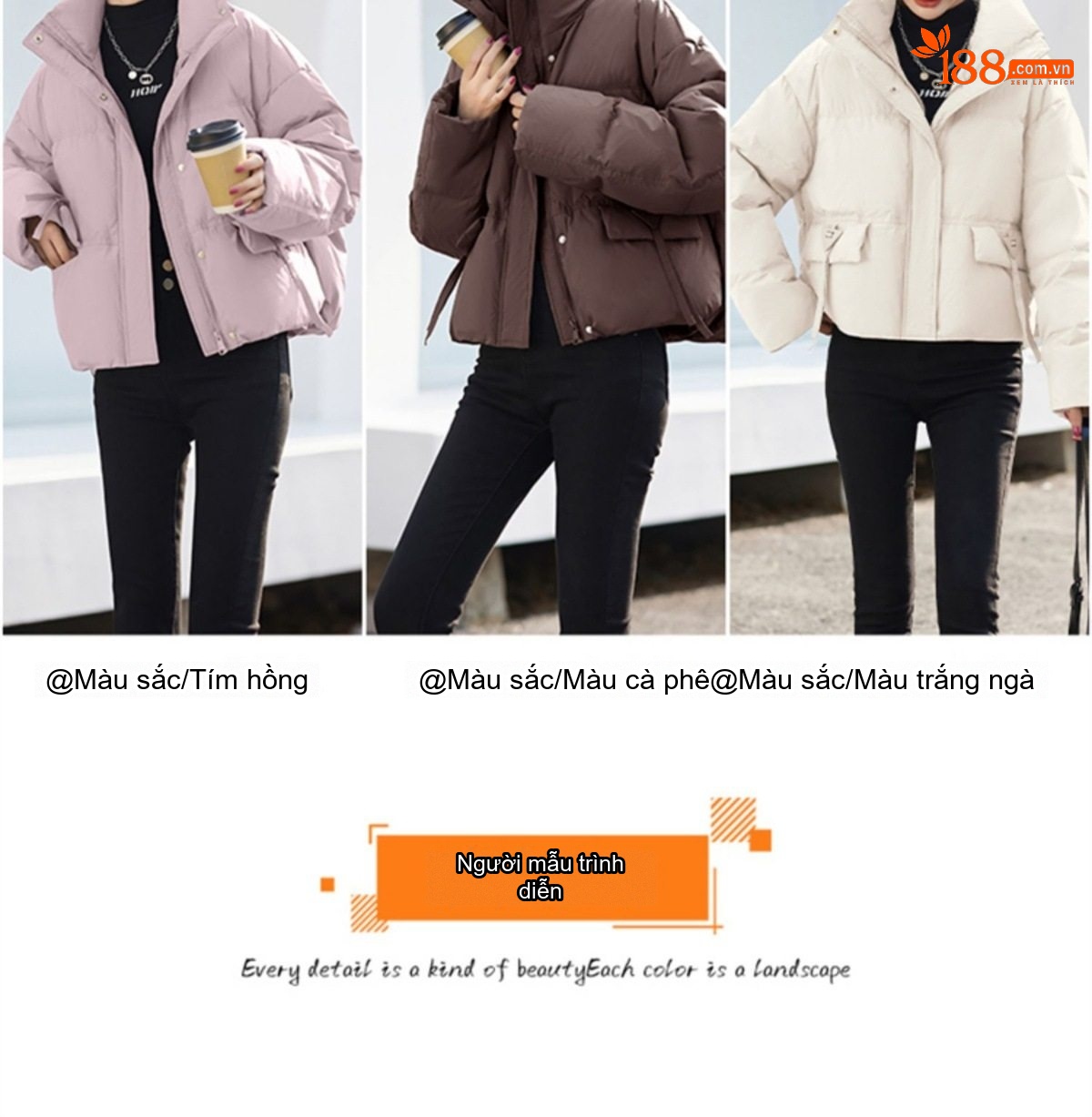 Áo Phao Nữ Ngắn Tay Dáng Bánh Mì Dày Dặn Ấm Áp chi tiết 9