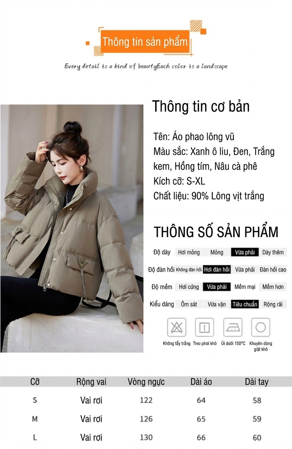 Áo Phao Nữ Ngắn Tay Dáng Bánh Mì Dày Dặn Ấm Áp chi tiết 6