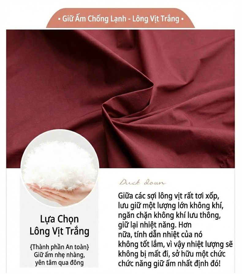 Áo Phao Nữ Ngắn Tay Thiết Kế Cao Cấp Lót Lông Vịt Trắng Màu Đen, Nâu, Đỏ, Xám... chi tiết 3