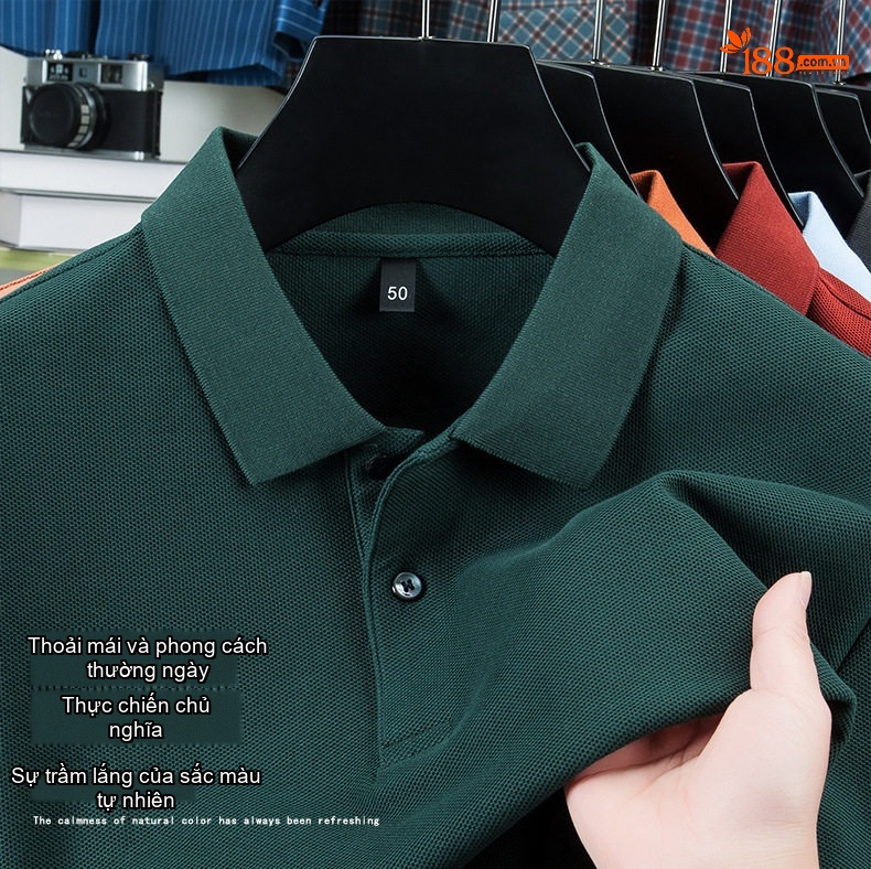 Áo Polo Nam Cổ Bẻ Cotton Sợi Mát Thoáng Khí Nhiều Màu chi tiết 2
