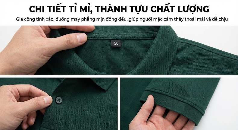 Áo Polo Nam Cổ Bẻ Cotton Sợi Mát Thoáng Khí Nhiều Màu chi tiết 5