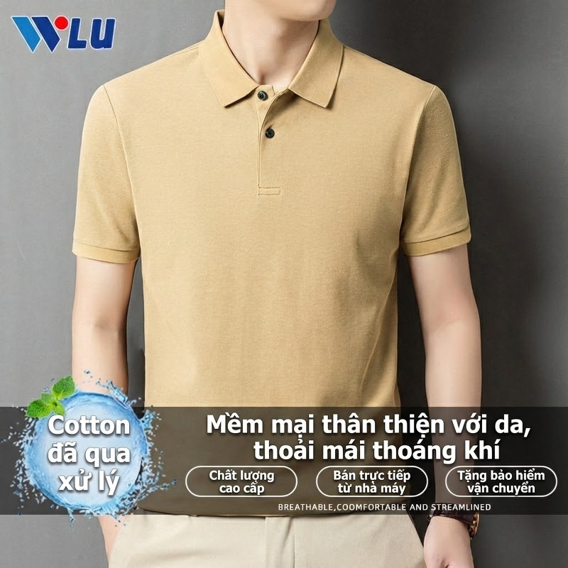 Áo Polo Nam Cổ Bẻ Cotton Sợi Mát Thoáng Khí Nhiều Màu