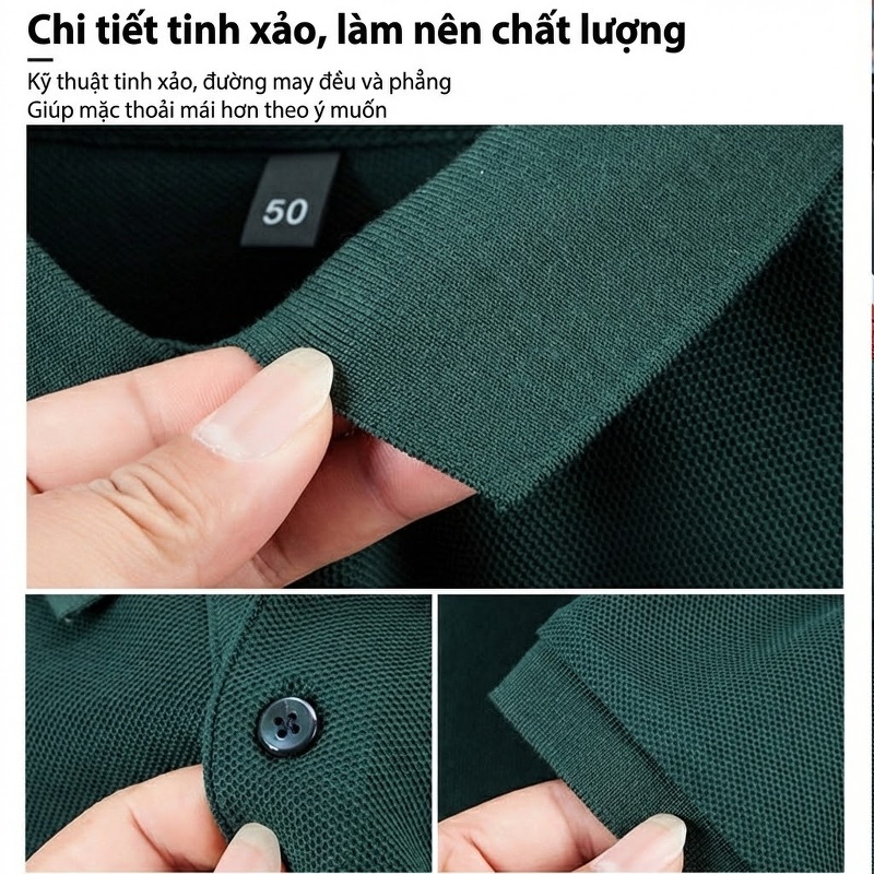 Áo Polo Nam Cổ Bẻ Cotton Sợi Mát Thoáng Khí Nhiều Màu