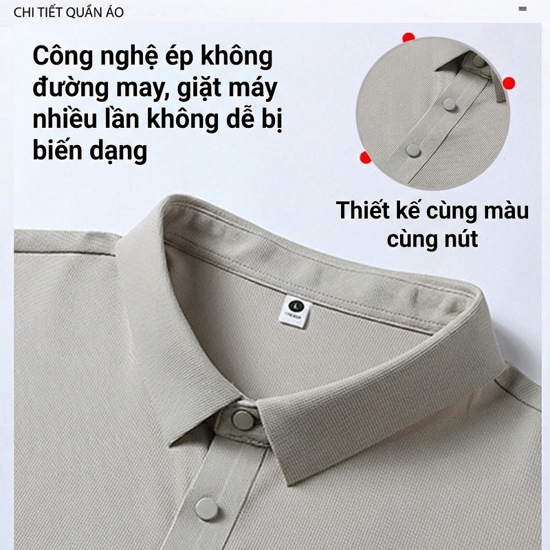 Áo Polo Nam Cổ Bẻ Không Nhăn Thoáng Mát Màu Xám, Xanh Navy, Be