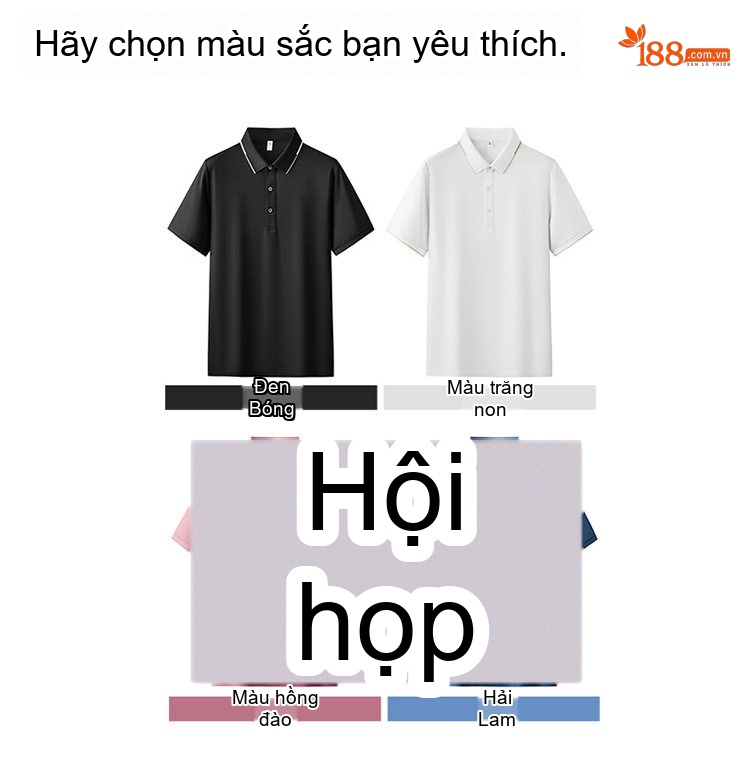 Áo Polo Nam Cổ Bẻ Lụa Tơ Tằm Thời Trang Phong Cách Thanh Lịch Màu Trắng, Xanh Lam, Đỏ Tía, Đen chi tiết 9
