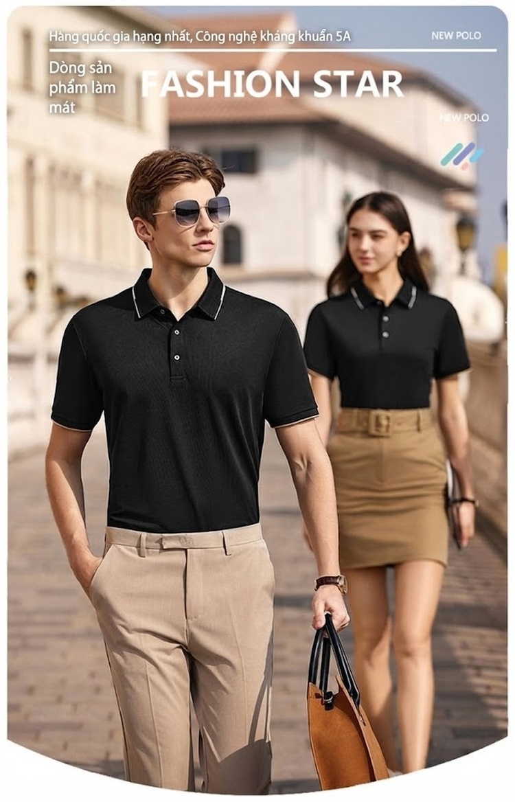 Áo Polo Nam Cổ Bẻ Lụa Tơ Tằm Thời Trang Phong Cách Thanh Lịch Màu Trắng, Xanh Lam, Đỏ Tía, Đen chi tiết 1