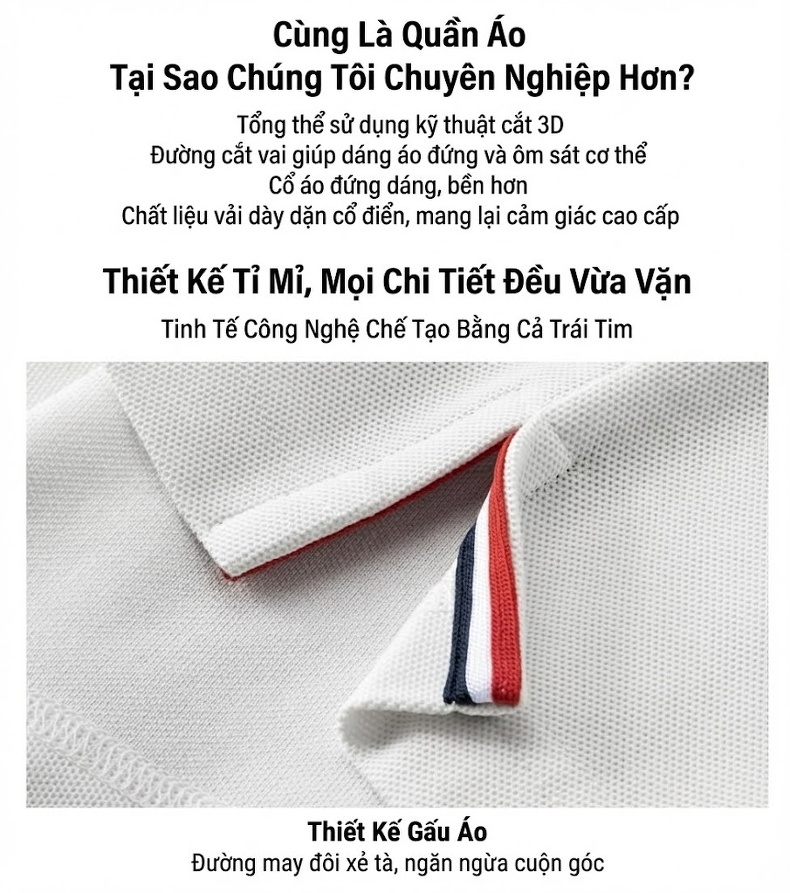 Áo Polo Nam Cổ Bẻ Tay Ngắn Dáng Rộng Màu Đen, Hồng, Trắng, Xám... chi tiết 3