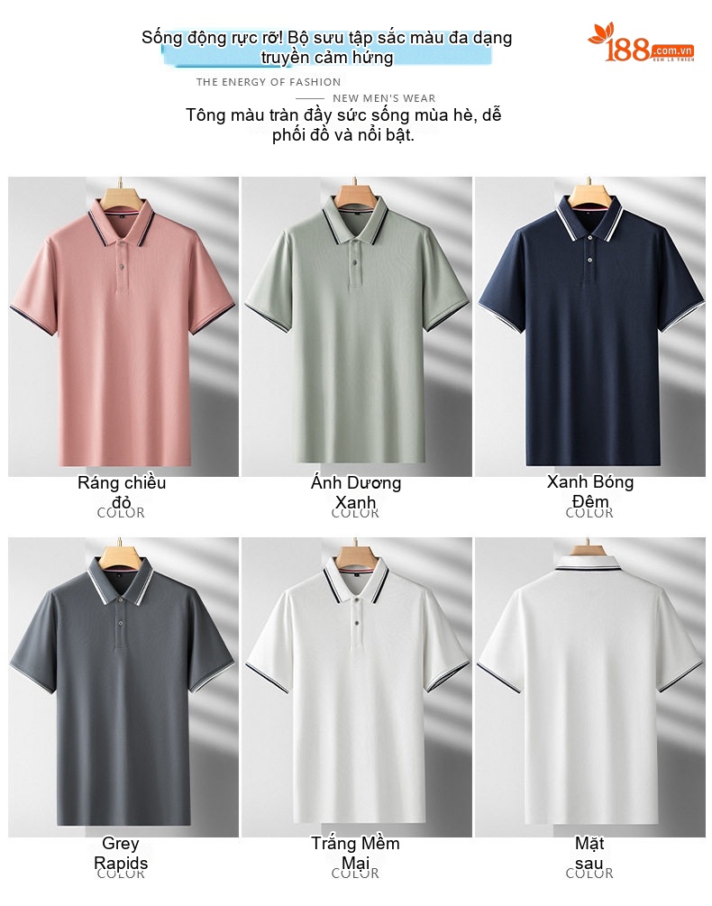 Áo Polo Nam Cổ Bẻ Tay Ngắn Dáng Rộng Màu Đen, Hồng, Trắng, Xám... chi tiết 14