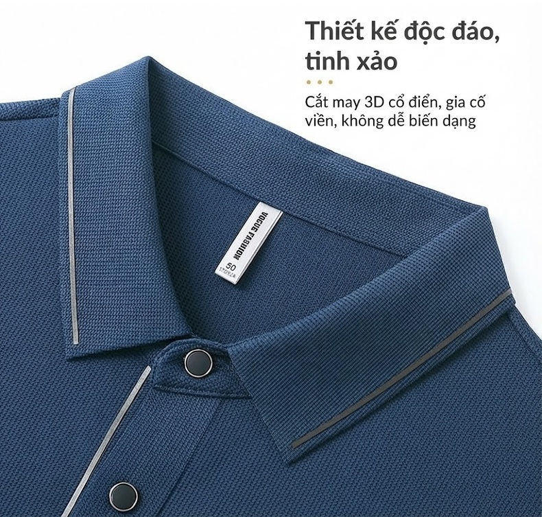Áo Polo Nam Cổ Bẻ Tay Ngắn Lụa Tơ Tằm Mềm Mại Màu Xanh, Đen, Cam, Xám... chi tiết 11
