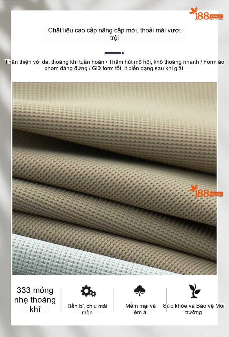 Áo Polo Nam Cổ Bẻ Thoáng Khí Mỏng Mát Phong Cách Casual Công Sở Màu Xám, Đen, Xanh Navy, Đỏ... chi tiết 5