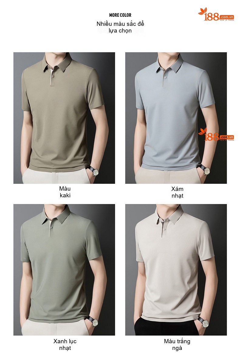 Áo Polo Nam Cổ Bẻ Thoáng Khí Mỏng Mát Phong Cách Casual Công Sở Màu Xám, Đen, Xanh Navy, Đỏ... chi tiết 8