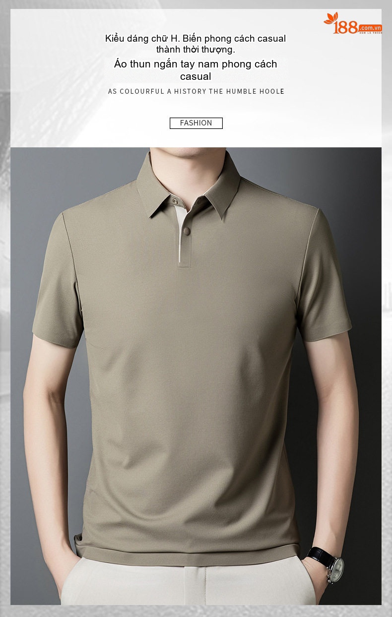Áo Polo Nam Cổ Bẻ Thoáng Khí Mỏng Mát Phong Cách Casual Công Sở Màu Xám, Đen, Xanh Navy, Đỏ... chi tiết 2