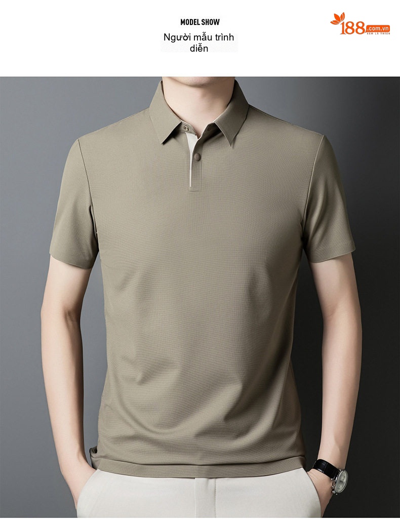 Áo Polo Nam Cổ Bẻ Thoáng Khí Mỏng Mát Phong Cách Casual Công Sở Màu Xám, Đen, Xanh Navy, Đỏ... chi tiết 10