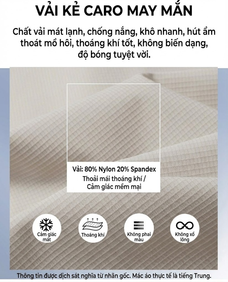 Áo Polo Nam Cổ Bẻ Vải Waffle Chống Nắng Thoáng Mát Màu Xám, Trắng chi tiết 3
