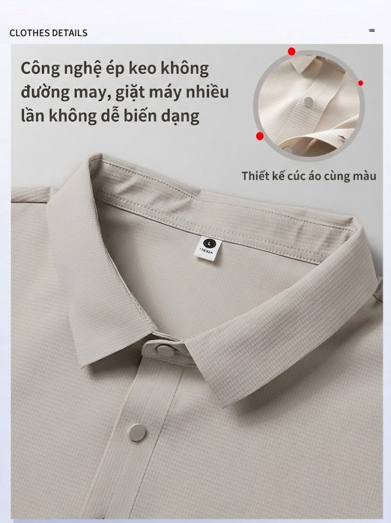 Áo Polo Nam Cổ Bẻ Vải Waffle Chống Nắng Thoáng Mát Màu Xám, Trắng chi tiết 4