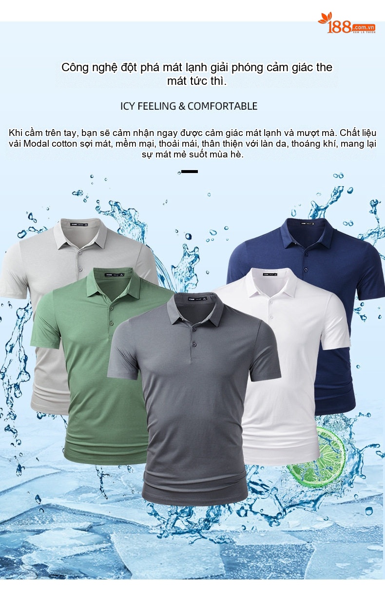 Áo Polo Nam Cotton Modal Cộc Tay Cổ Bẻ Phong Cách Hàn Quốc Màu Đen, Trắng, Xám, Xanh... chi tiết 4