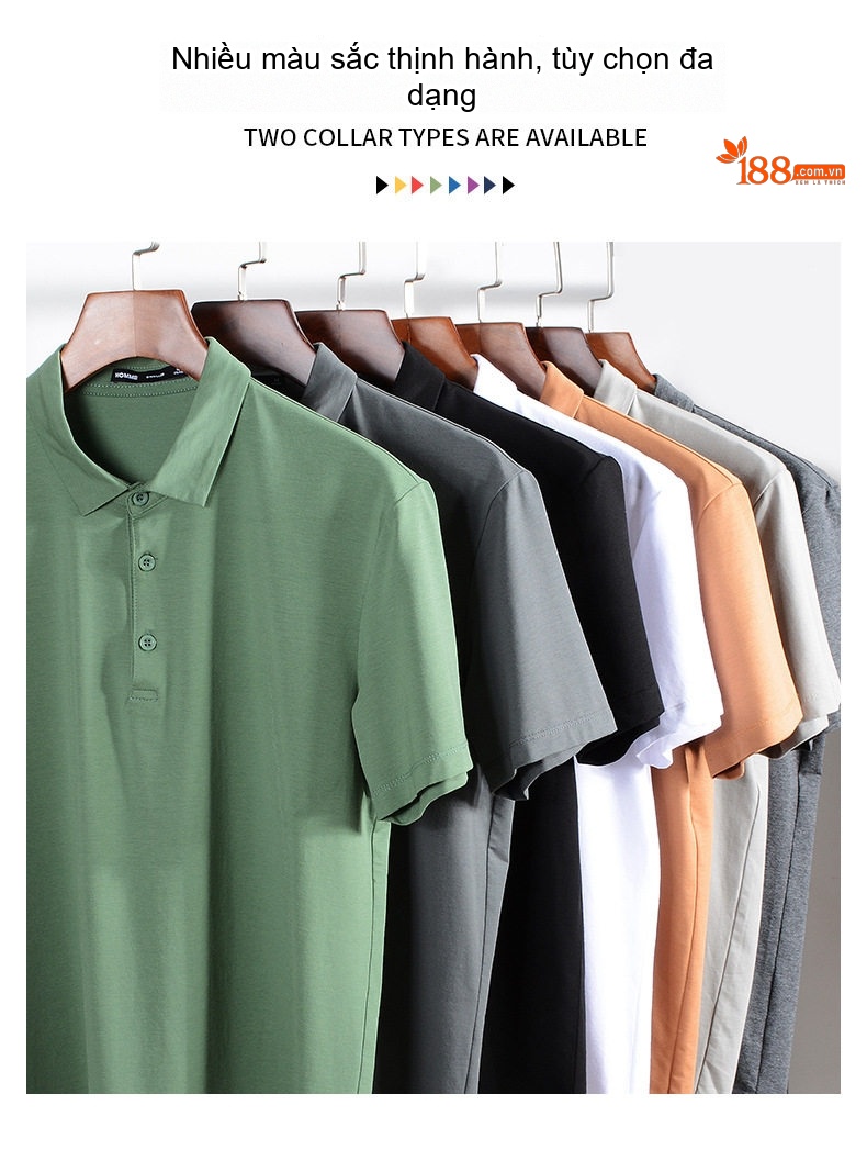 Áo Polo Nam Cotton Modal Cộc Tay Cổ Bẻ Phong Cách Hàn Quốc Màu Đen, Trắng, Xám, Xanh... chi tiết 5