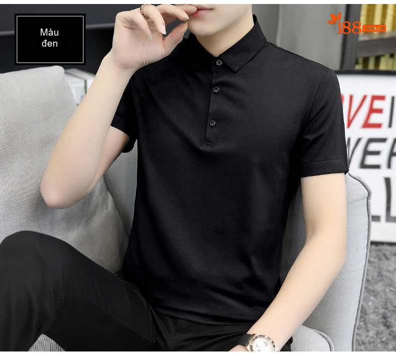 Áo Polo Nam Cotton Modal Cộc Tay Cổ Bẻ Phong Cách Hàn Quốc Màu Đen, Trắng, Xám, Xanh... chi tiết 9