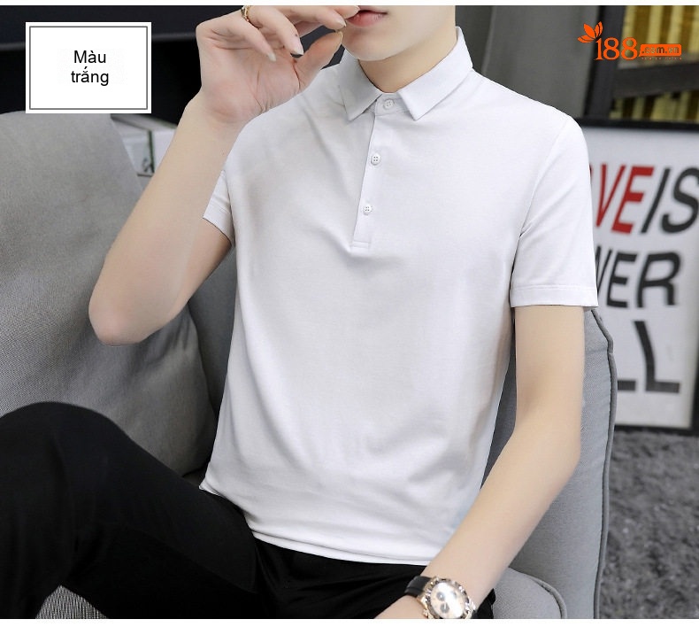 Áo Polo Nam Cotton Modal Cộc Tay Cổ Bẻ Phong Cách Hàn Quốc Màu Đen, Trắng, Xám, Xanh... chi tiết 10