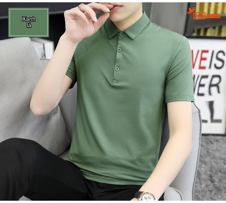 Áo Polo Nam Cotton Modal Cộc Tay Cổ Bẻ Phong Cách Hàn Quốc Màu Đen, Trắng, Xám, Xanh... chi tiết 11