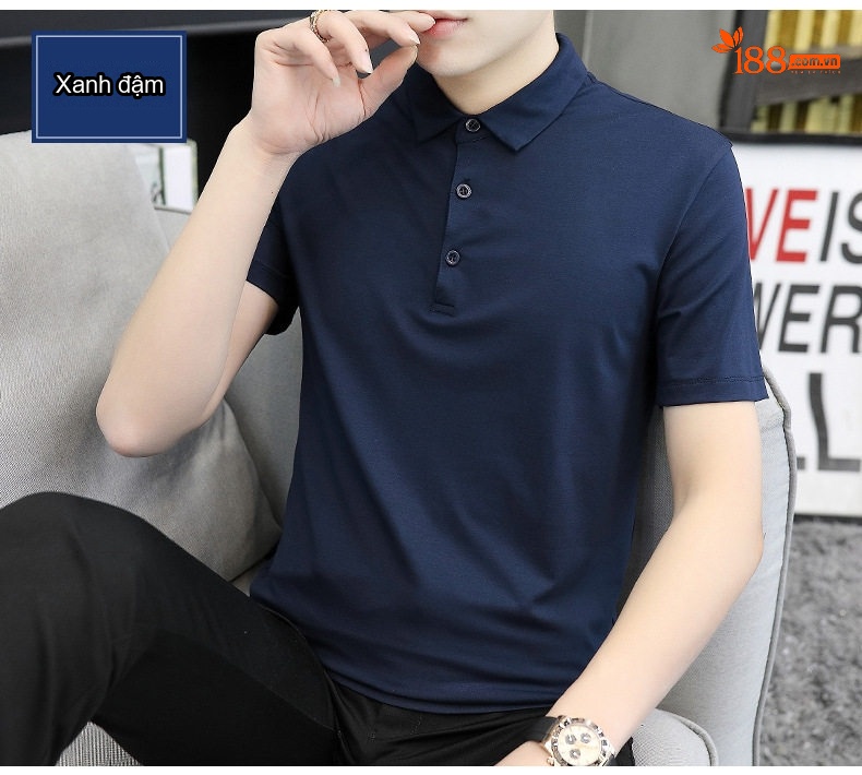 Áo Polo Nam Cotton Modal Cộc Tay Cổ Bẻ Phong Cách Hàn Quốc Màu Đen, Trắng, Xám, Xanh... chi tiết 13