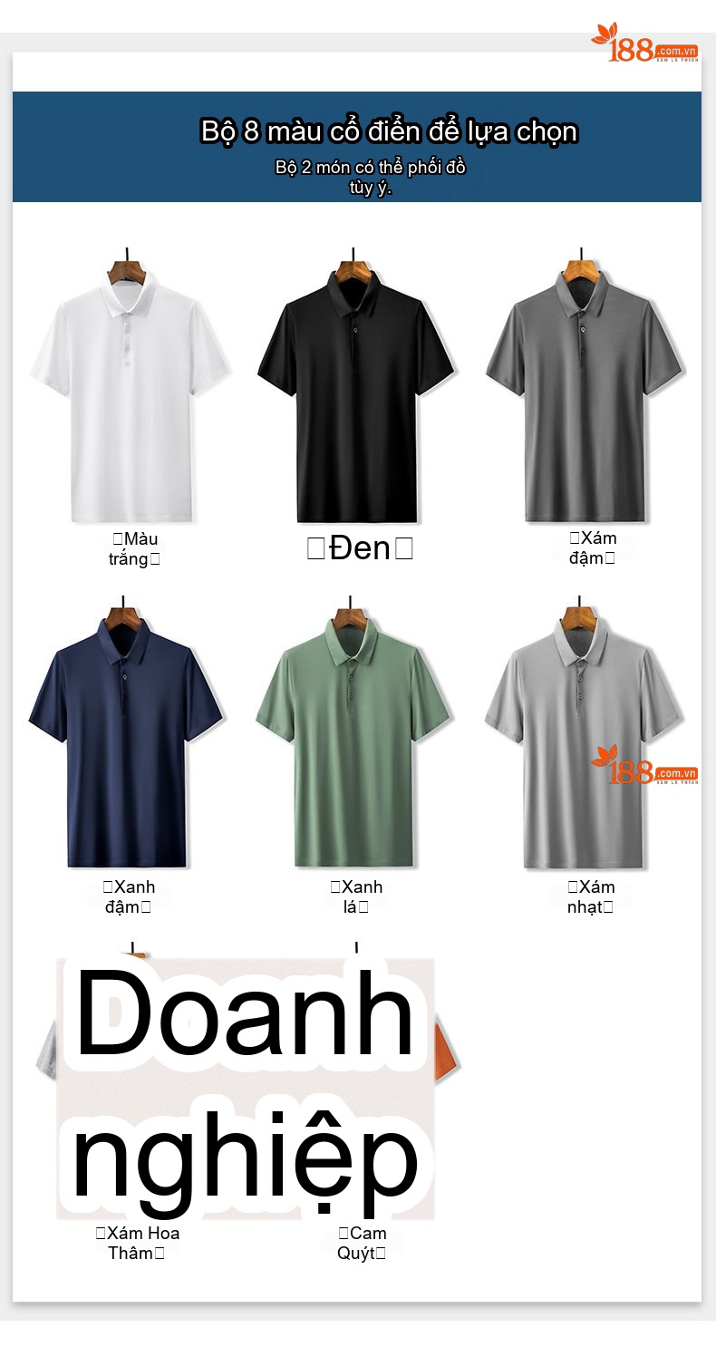 Áo Polo Nam Cotton Modal Cộc Tay Cổ Bẻ Phong Cách Hàn Quốc Màu Đen, Trắng, Xám, Xanh... chi tiết 7