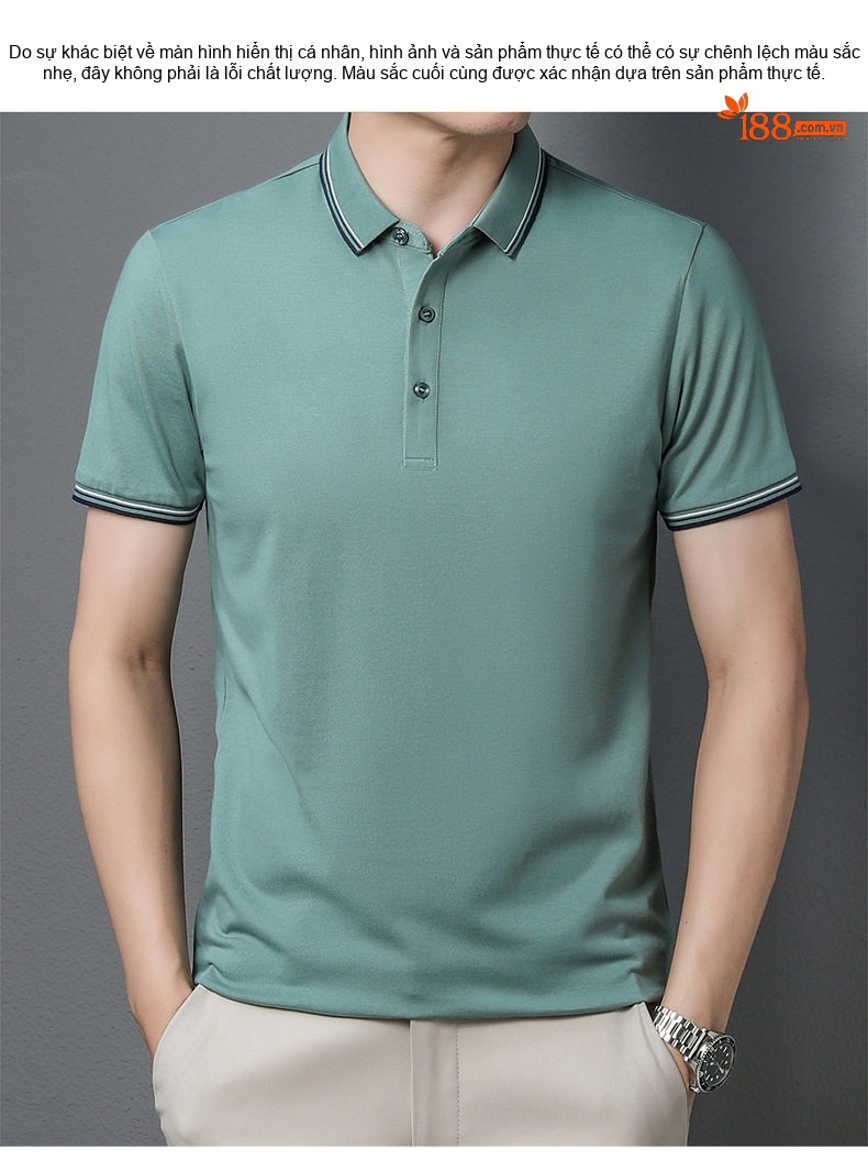 Áo Polo Nam Cotton Ngắn Tay Cổ Bẻ Phong Cách Casual Màu Xanh Lam, Trắng, Xanh Navy, Xanh Lá... chi tiết 18