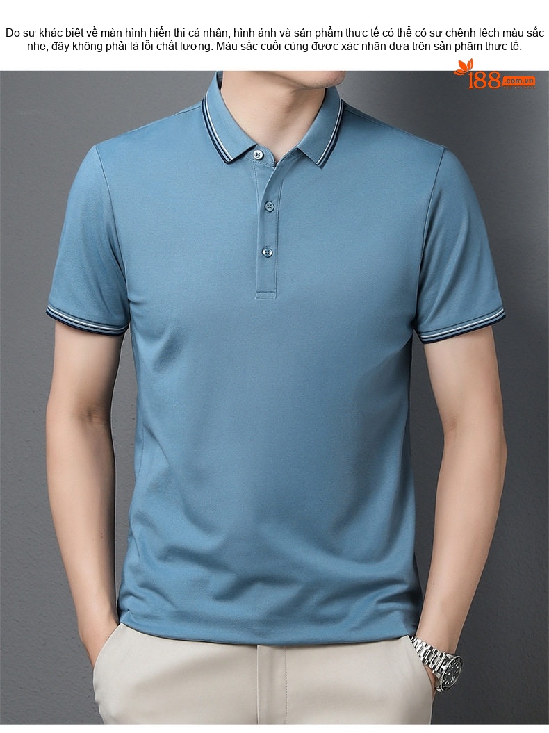 Áo Polo Nam Cotton Ngắn Tay Cổ Bẻ Phong Cách Casual Màu Xanh Lam, Trắng, Xanh Navy, Xanh Lá... chi tiết 21
