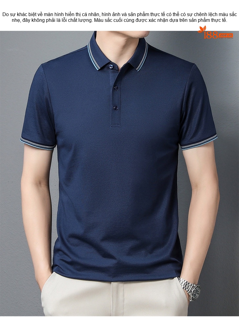 Áo Polo Nam Cotton Ngắn Tay Cổ Bẻ Phong Cách Casual Màu Xanh Lam, Trắng, Xanh Navy, Xanh Lá... chi tiết 24