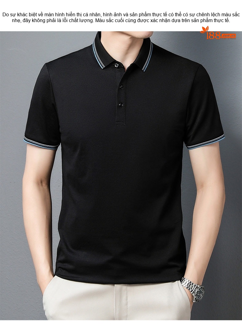 Áo Polo Nam Cotton Ngắn Tay Cổ Bẻ Phong Cách Casual Màu Xanh Lam, Trắng, Xanh Navy, Xanh Lá... chi tiết 27