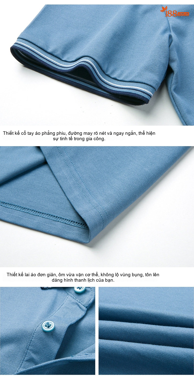 Áo Polo Nam Cotton Ngắn Tay Cổ Bẻ Phong Cách Casual Màu Xanh Lam, Trắng, Xanh Navy, Xanh Lá... chi tiết 31