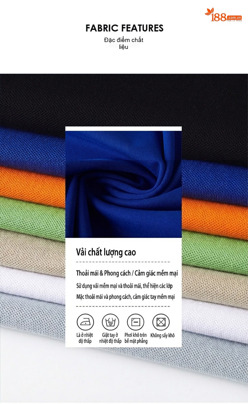 Áo Polo Nam Cotton Thời Trang, Thoáng Mát Màu Trắng, Cam, Kem, Xanh... chi tiết 2