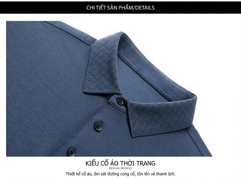Áo Polo Nam Dài Tay Dệt Kim Cashmere Chống Nhăn Phong Cách Doanh Nhân Màu Xám, Xanh, Đỏ, Đen... chi tiết 40