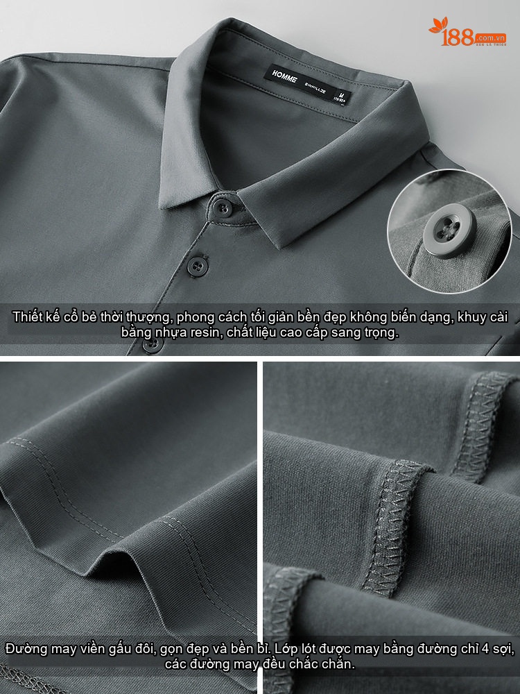 Áo Polo Nam Dài Tay Modal Cotton Kiểu Dáng Slimfit Màu Trắng, Xanh Navy, Xám, Đen...
