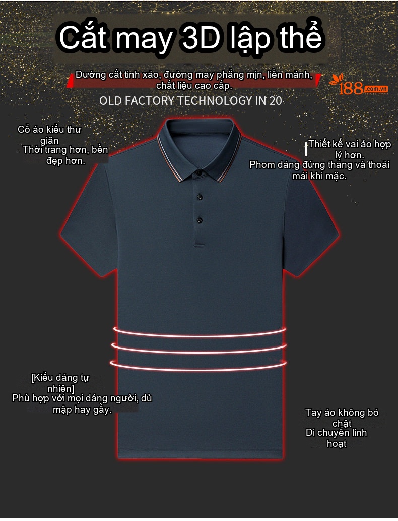 Áo Polo Nam Dáng Ôm Vải Lụa Băng Mát Lạnh Chống Nhăn Phong Cách Công Sở Màu Đen, Xanh Rêu, Đỏ Rượu, Xám Đậm... chi tiết 3