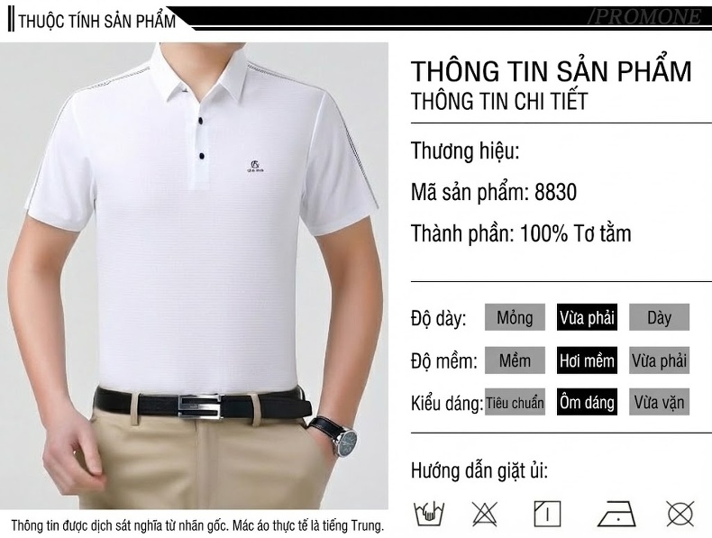 Áo Polo Nam Dệt Kim Mỏng Mát Tay Ngắn Tay Màu Trắng, Đen chi tiết 6
