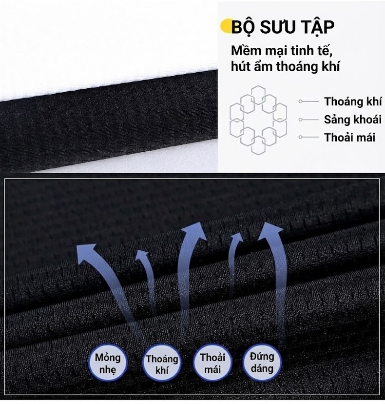 Áo Polo Nam Dệt Kim Mỏng Mát Tay Ngắn Tay Màu Trắng, Đen chi tiết 4